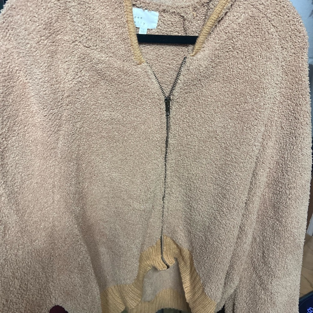 Cozy Zip-Up Teddy Jacket in Taupe